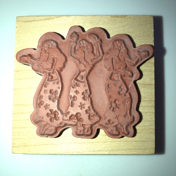 INKADINKADO Wood Block Rubber Stamp Hawaiian Dancing Hula Girls, RARE, NEW! - Picture 4 of 6